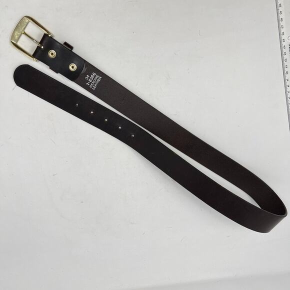 Unbranded Leather Belt Brown Genuine Leather Gold Color Hardwarare Men's Sz. 34 - Picture 7 of 9